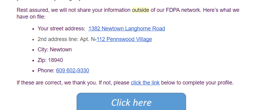 Example of text where all fields were filled with data.